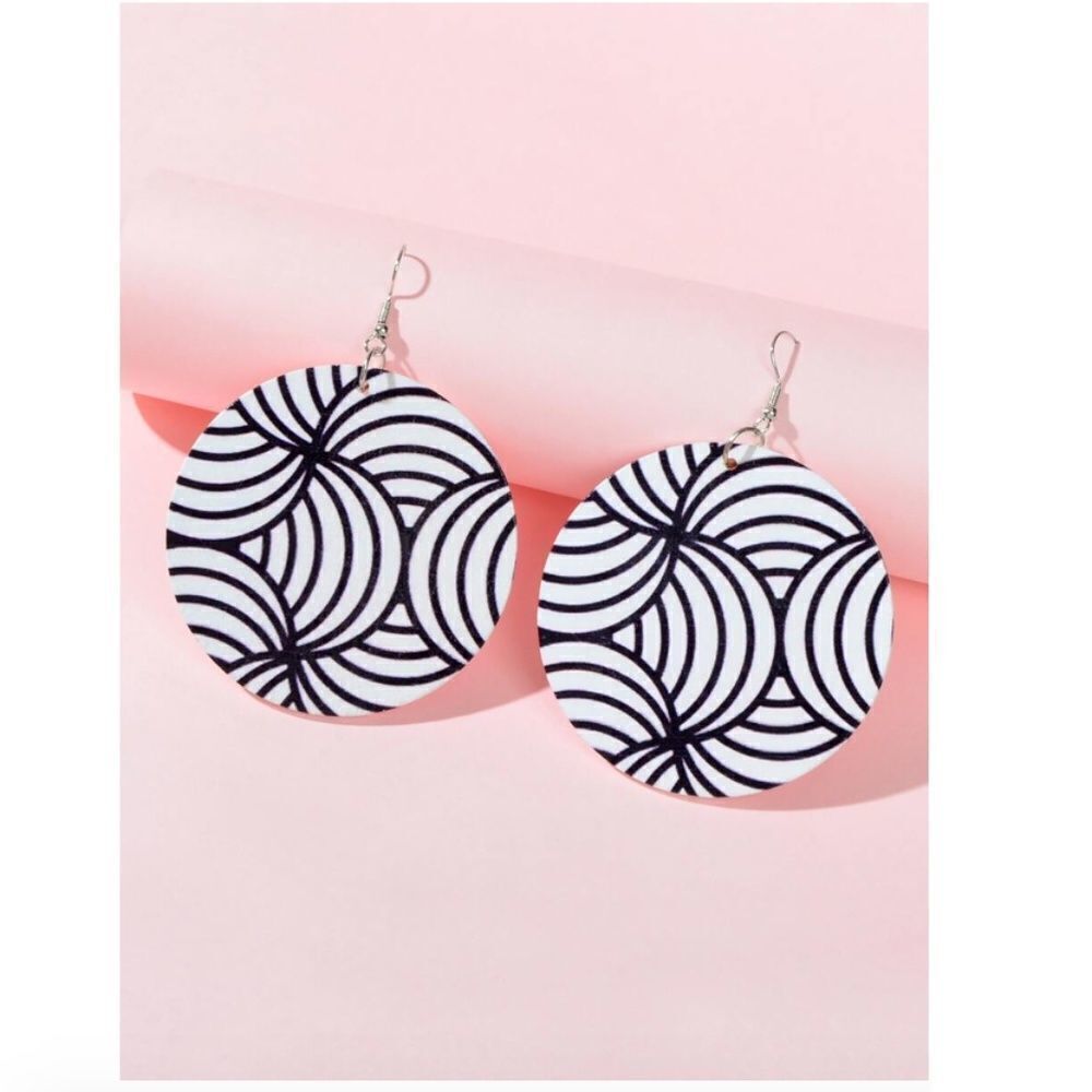 Black and White Abstract Pattern Drop Earrings